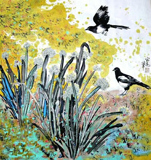 "心有阳光自然灿烂"画家刘宏亮重彩写意花鸟画欣赏
