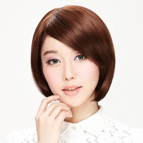 娇滴滴 bobo头假发女 个性不等式短发 斜刘海帅气短直