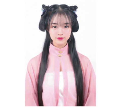 古风发型图解:头顶对称小发髻造型