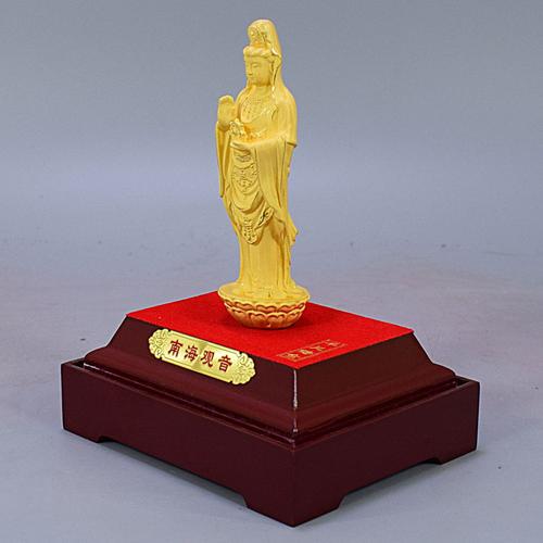 厂家直销绒沙金镀金观音佛像摆件南海观音 工艺品千足金镀金佛像