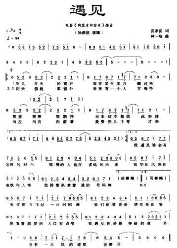 遇见 孙燕姿 歌谱 简谱