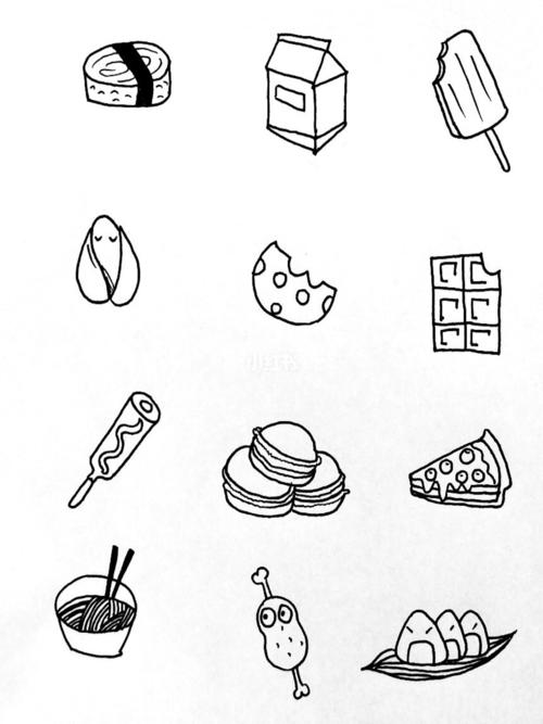 简笔画美食大全系列 手帐专用小素材_美食_手帐_简笔画_绘画_寻找