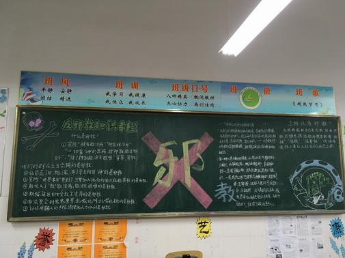 八四班反邪教黑板报
