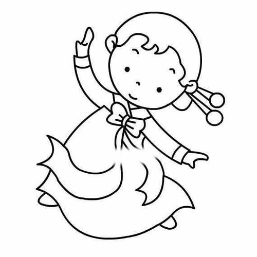 朝鲜族女孩跳舞的画法