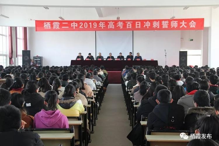 栖霞二中"师生同励志,共谱高考新篇章"开启2019年高考百日冲刺序幕.