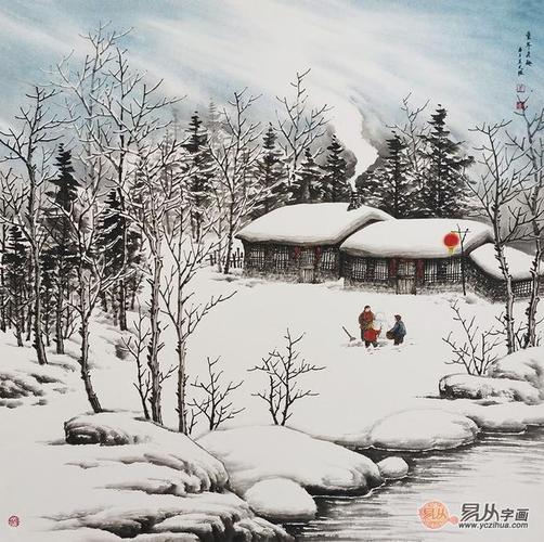 吴大恺冰雪山水画 带您走进清净洁白的冰雪世界|雪景