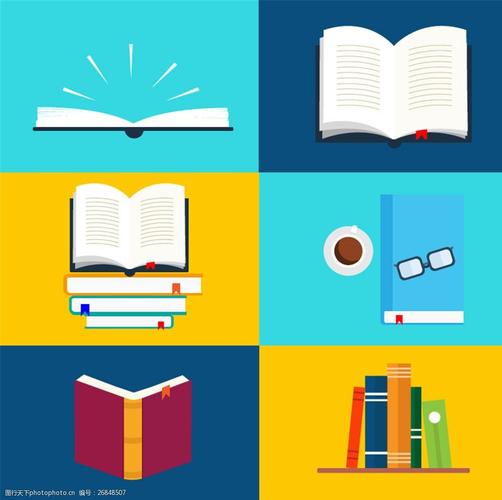 书架 书本 书签 眼镜 咖啡 阅读 学习 教育 图书 矢量图 设计 广告