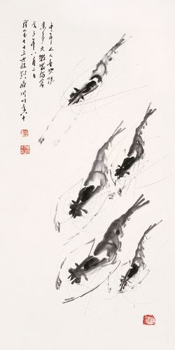 虾趣图-刘鼎川(海墨第三届作品)(海墨三十年)_上海美协海墨画会_新浪