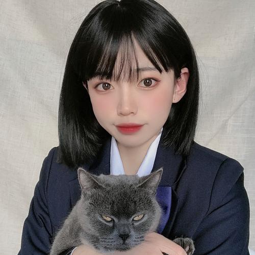 短发假发女日系减龄酷bobo头学生头短直发黑色可爱圆脸自然全头套