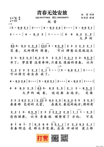 青春无处安放(赵雷词曲)_简谱