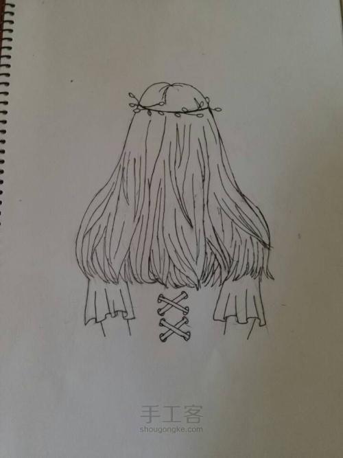 女生背影素描简笔画