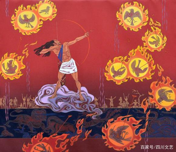 《后羿射日》白德松教授原创国画作品之五