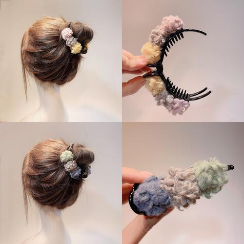 气质泰迪毛球发夹后脑勺抓夹发包大号发抓丸子头夹头发的夹子优惠券