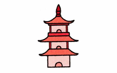 玲珑宝塔简笔画步骤图片大全儿童画绘画吧-画画