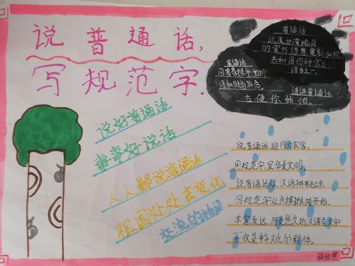 五五班"说普通话,写规范字"手抄报展示