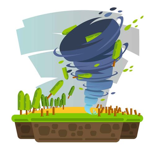 龙卷风自然灾害插画