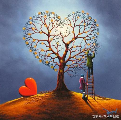 表现浪漫爱情的绘画作品,画家的浪漫创意真是太棒了