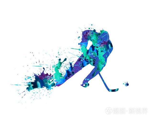 冰球运动员.一个白色的背景上喷漆