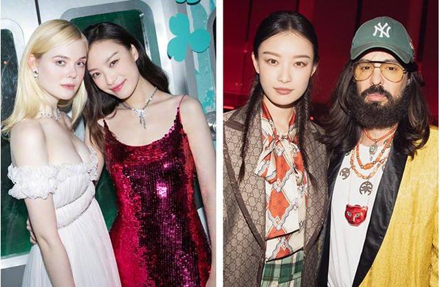 和 angelababy,杨幂合照,头真的大一个码唉.好在气质完胜