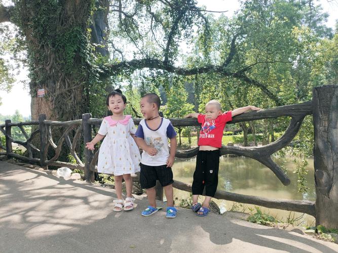 村童在树下玩耍