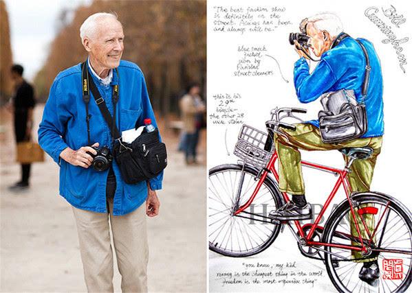 bill cunningham演绎自行车街拍look