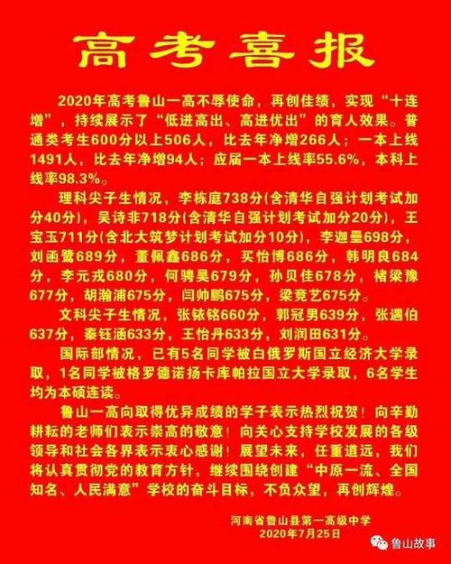 平顶山一中600分以上574人,一本超千人,一本率再创新高