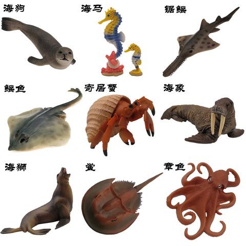 贝莱贝模型店:儿童认知海洋模型玩具套装仿真动物寄居蟹魔鬼鱼海狮