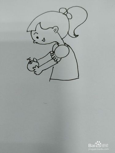 洗苹果的女孩简笔画怎么画,怎么画吃苹果女孩