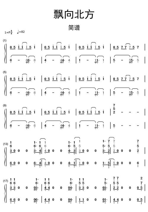>>飘向北方简谱乐谱