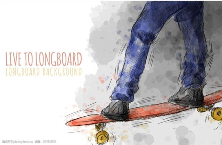 手绘水彩滑板运动海报