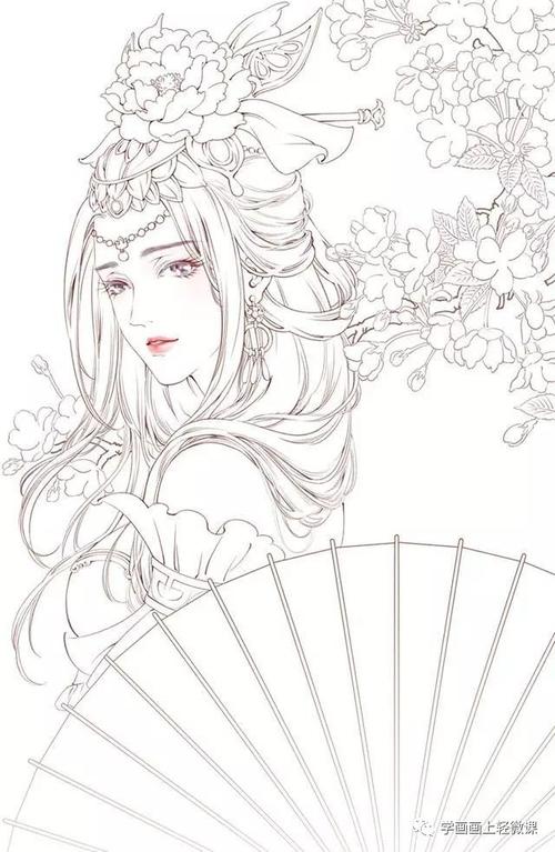 古风线稿手绘人物,古风线稿高清素材图片大全