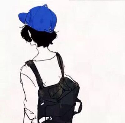 少女心短发背影