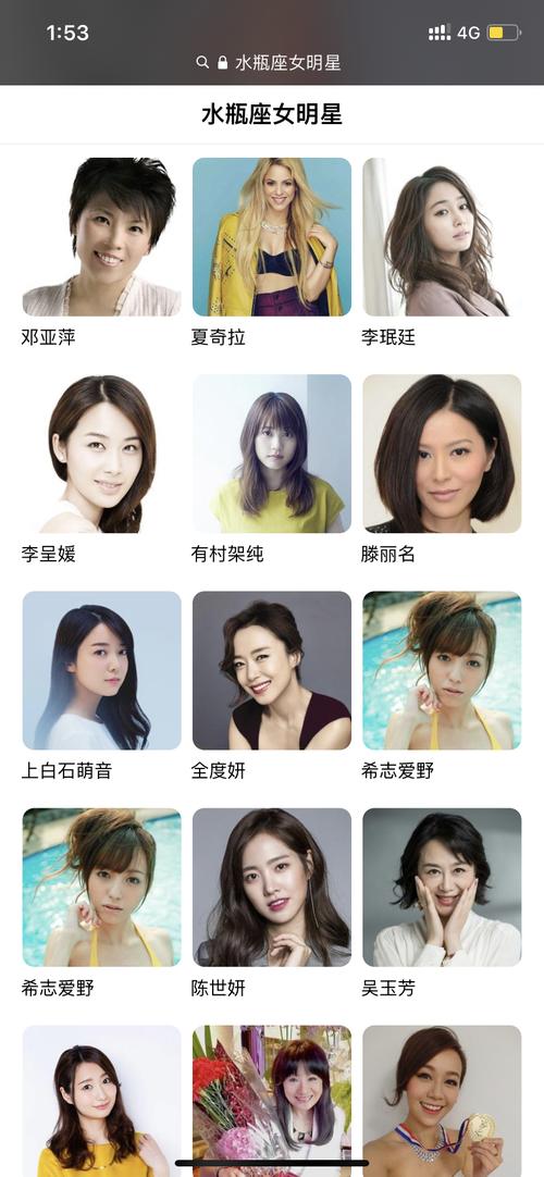 心血来潮搜了一下水瓶座女明星发现事业运都挺好