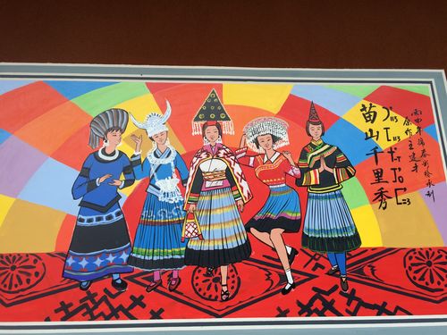 苗族文化苗族墙体彩绘墙画墙绘云南锦泰苗族墙体彩绘