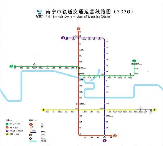 构成四条线路"井"字形网络框架 ▲南宁市轨道交通 线路图 ▲南宁轨道