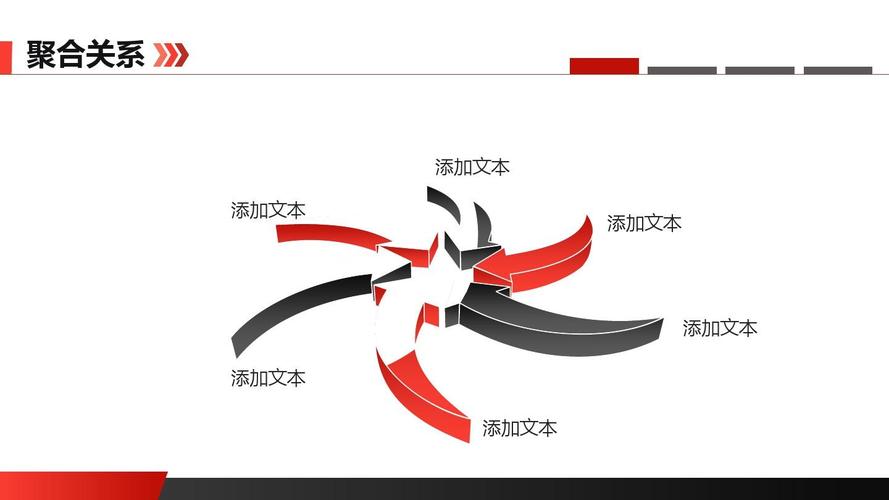 旋转箭头聚合关系ppt模板素材