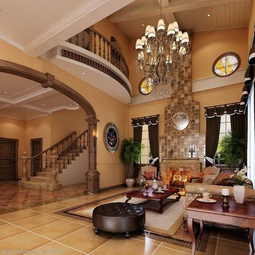 精美欧式别墅室内客厅装修效果图