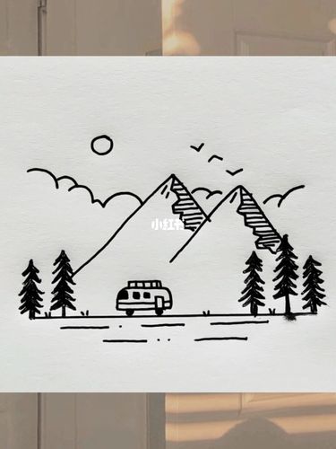 简笔画分享【黑白风景插画】_风景_简笔画_插画_ins风