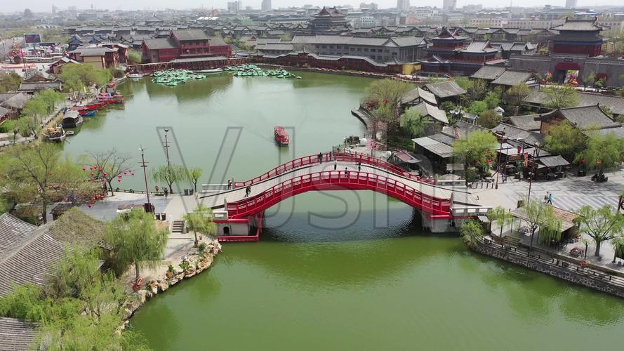 清明上河园虹桥环绕航拍