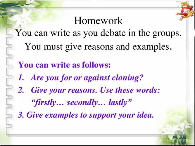 you can write as follows: 1. are you for or against cloning? 2.