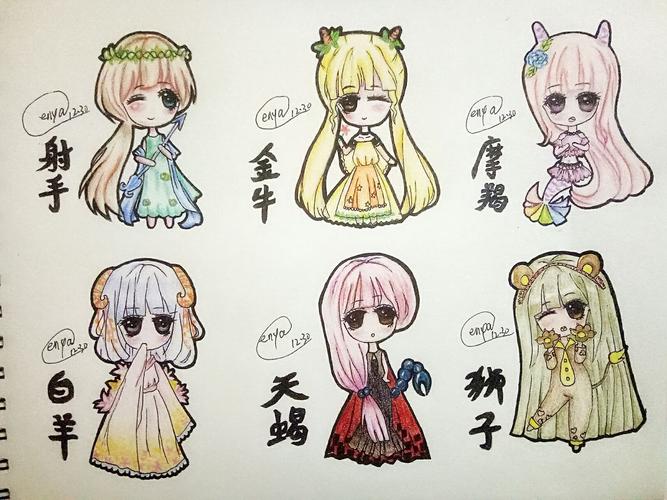 q版12星座的先头部队已经画好6只了0505