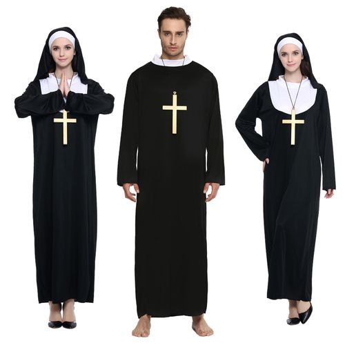 万圣节角色装扮服装牧师修女神父天主传教士基督修士话剧表演服装