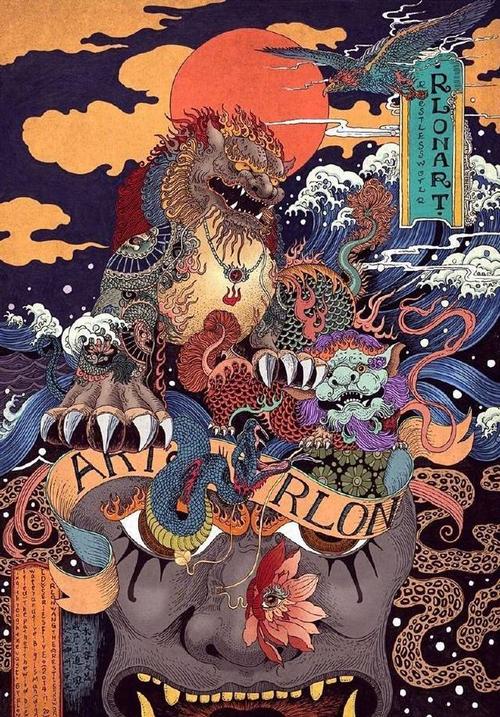 魔幻系浮世绘风格插画作品