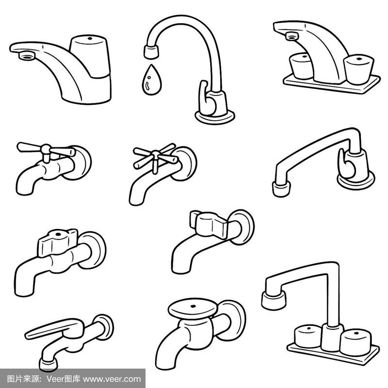 水龙头,水,绘画插图,浴室,符号