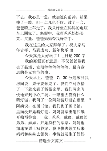 寒假日记200字数docx14页