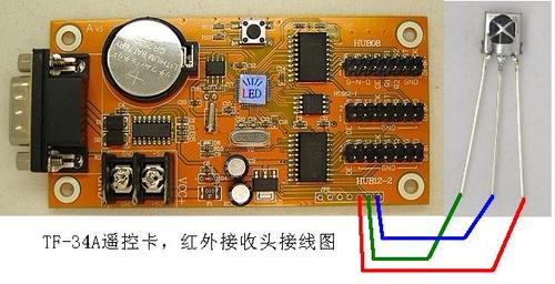 炫蓝光led遥控控制卡红外接收头接线图