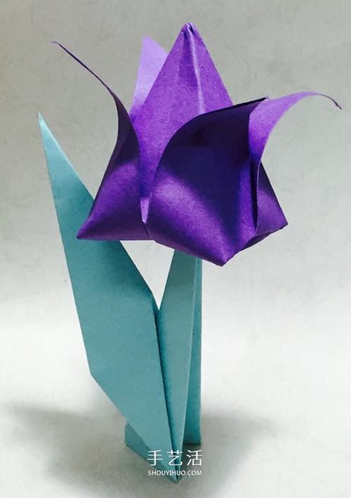 郁金香花和叶子的折法 简易郁金香折纸教程
