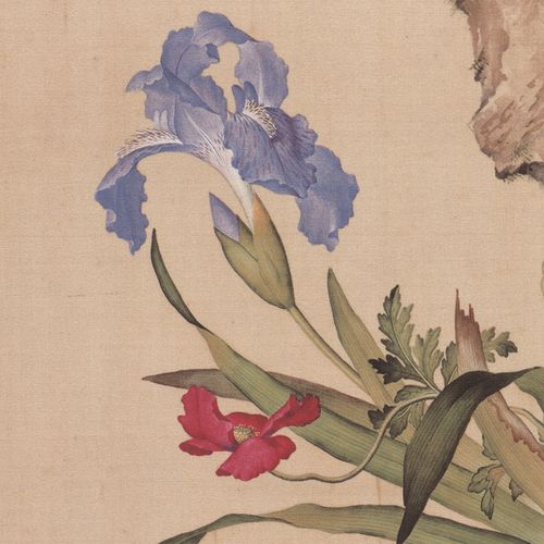 郎世宁仙萼长春图其五宫廷画挂轴条幅卷轴花鸟画名画复制品玄关画