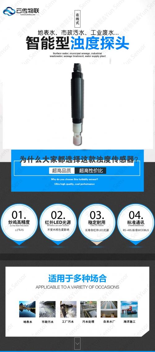 智能型浊度传感器在线自清洗浊度计在线浊度数字式