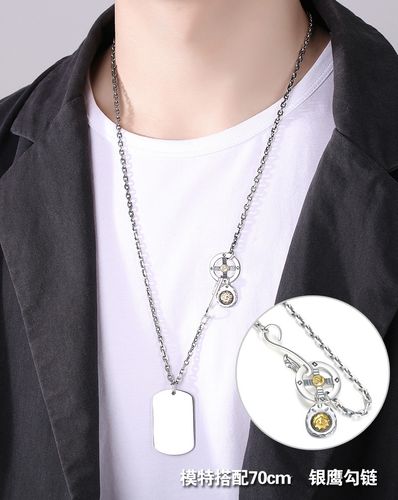 致末(zhimo)999银项链男潮个性定制照片银牌情侣吊坠吊牌身份牌 薄款